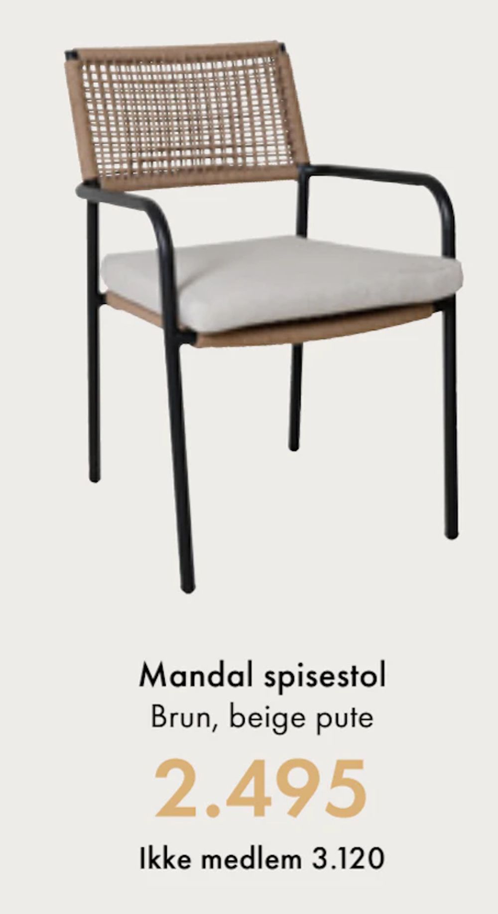 Tilbud på Mandal spisestol fra Fagmøbler til 3 120 kr