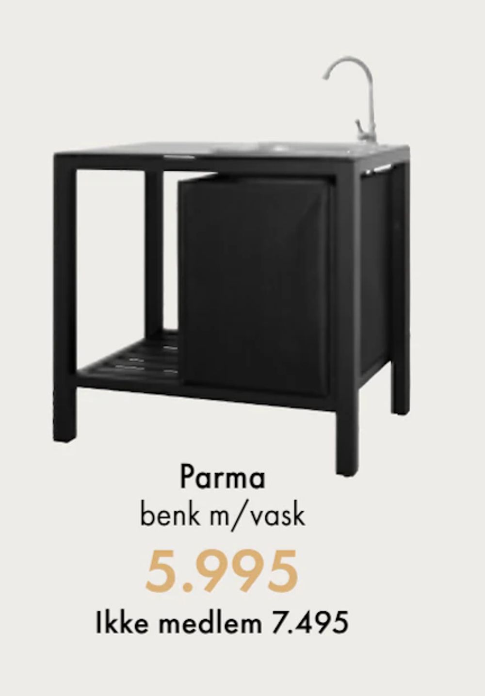 Tilbud på Parma benk m/vask fra Fagmøbler til 7 495 kr