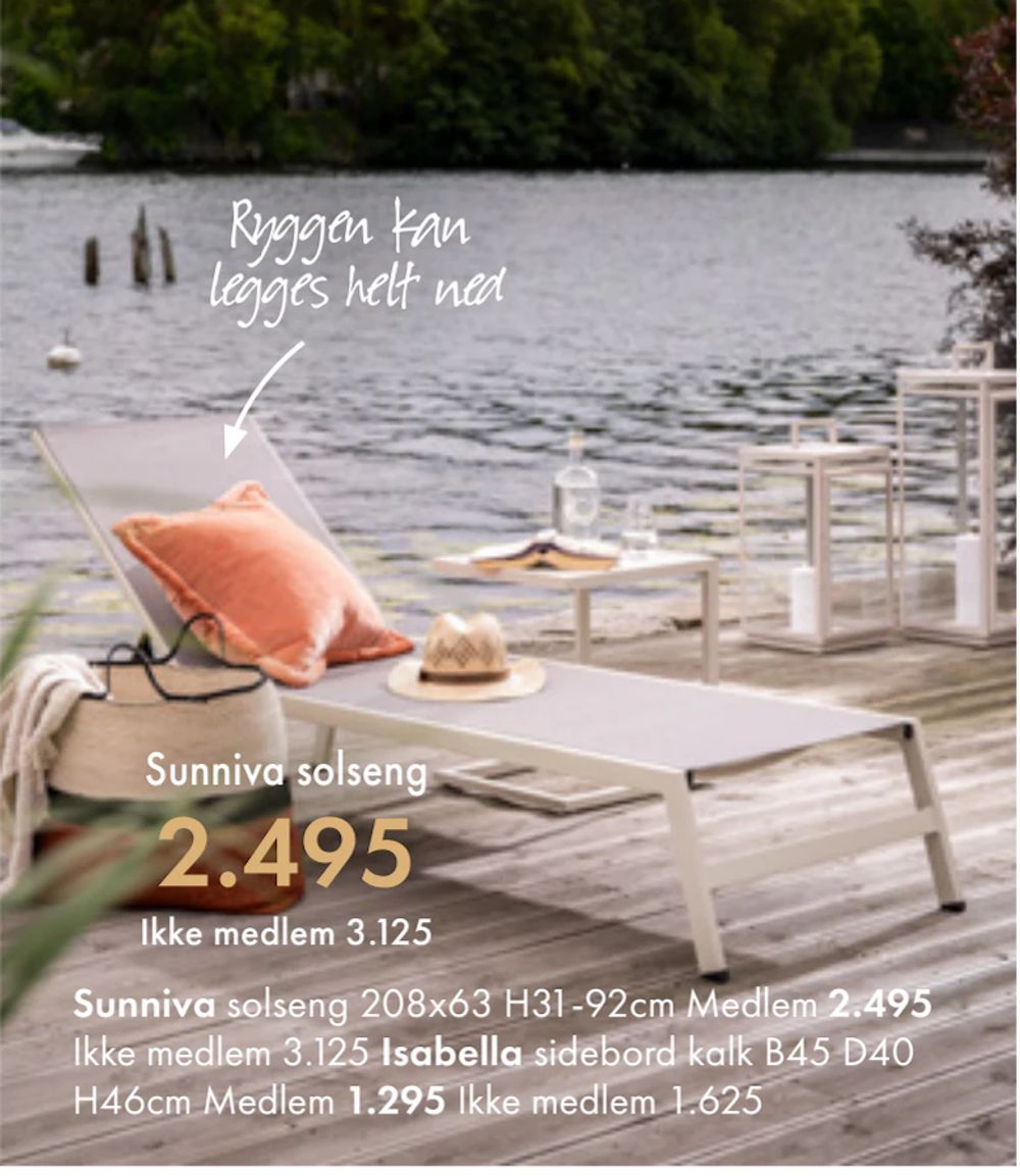 Tilbud på Sunniva solseng fra Fagmøbler til 3 125 kr