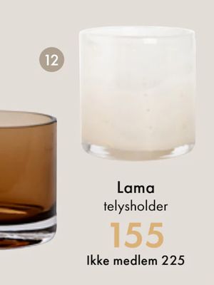 Lama telysholder creme glass