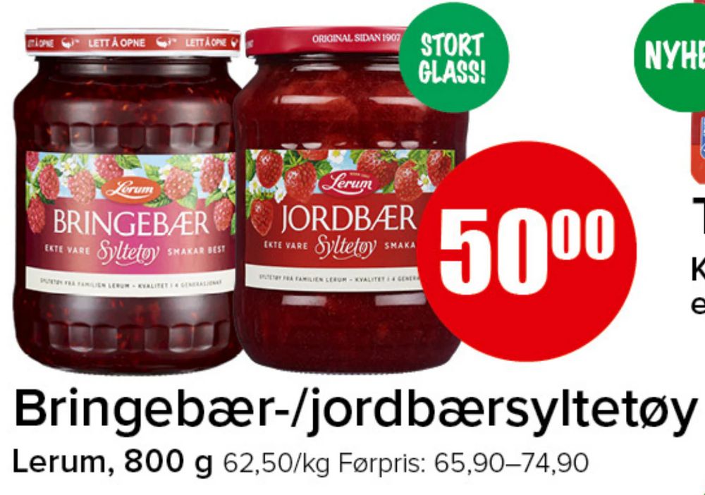 Bringebær-/jordbærsyltetøy