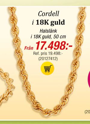 Halslänk i 18K guld, 50 cm