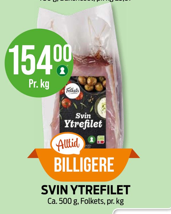 SVIN YTREFILET Ca. 500 g, Folkets, pr. kg
