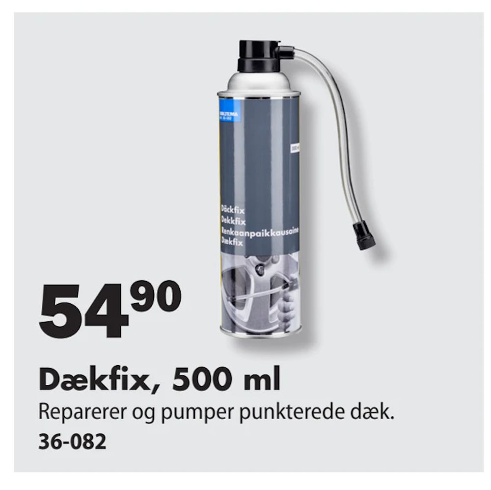Tilbud på Dækfix, 500 ml fra Biltema til 54,90 kr.