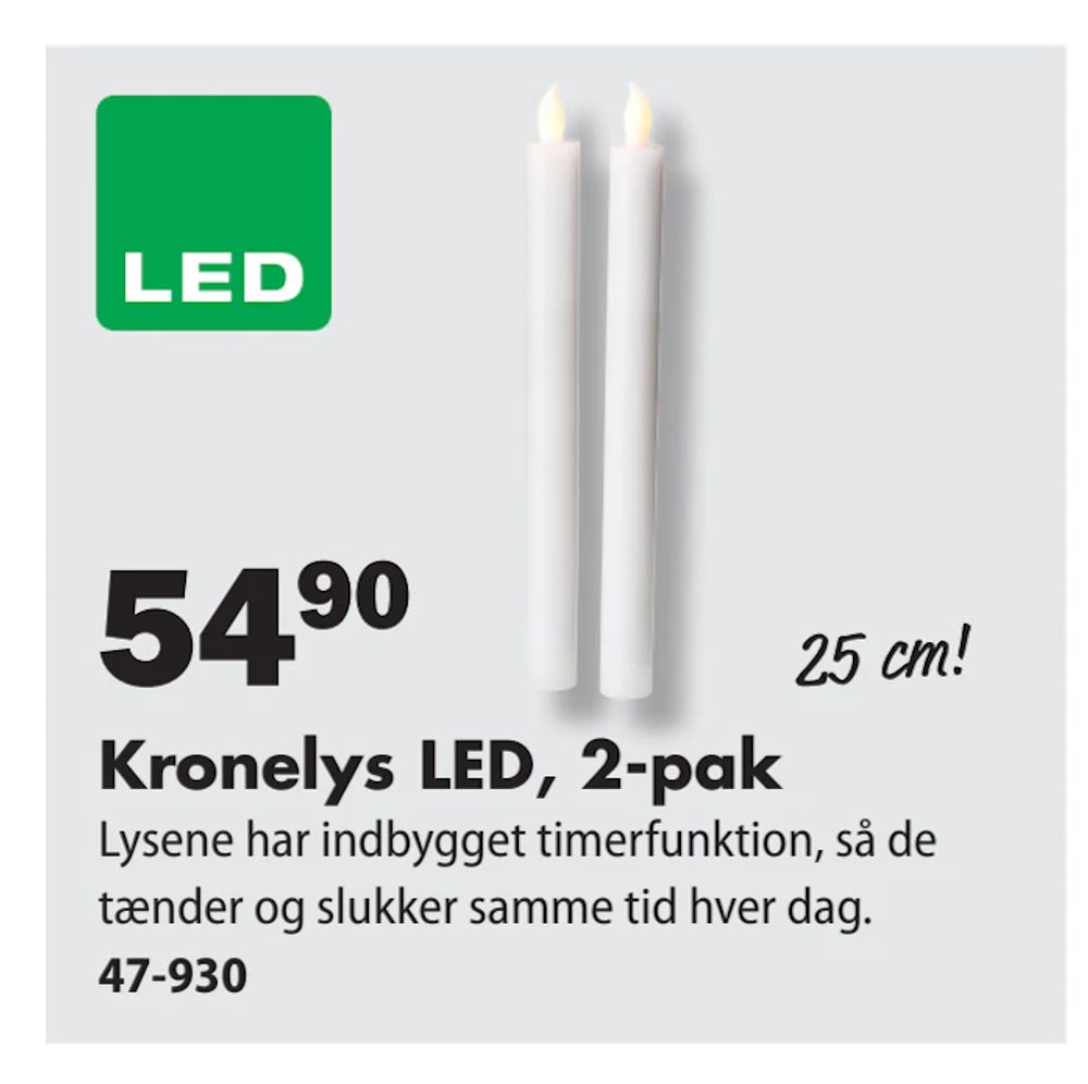 Tilbud på Kronelys LED, 2-pak fra Biltema til 54,90 kr.