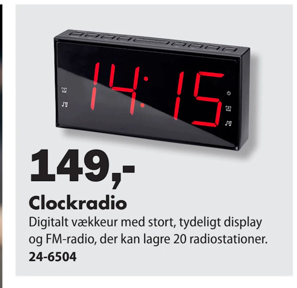 Tilbud på Clockradio fra Biltema til 149 kr.