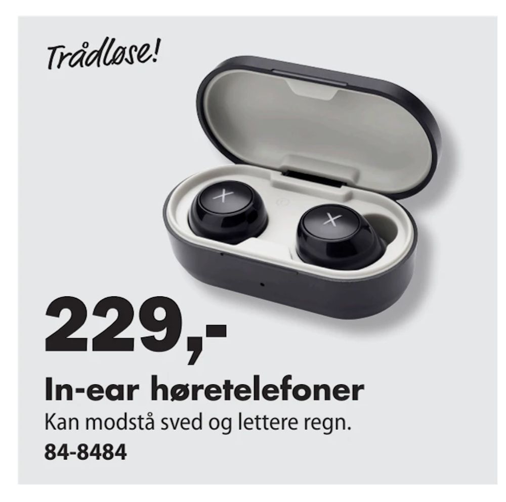 Tilbud på In-ear høretelefoner fra Biltema til 229 kr.