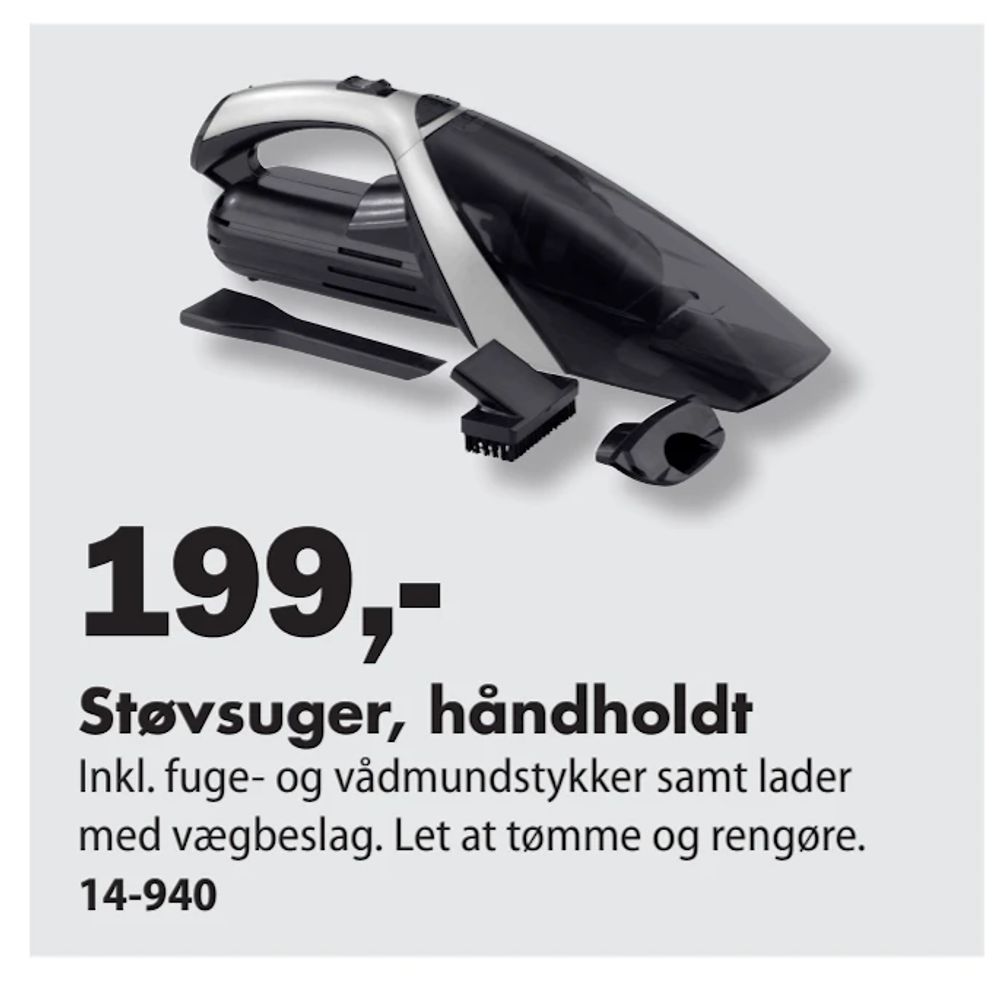 Tilbud på Støvsuger, håndholdt fra Biltema til 199 kr.
