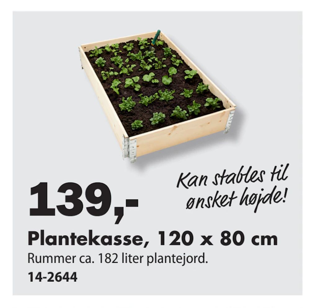 Tilbud på Plantekasse, 120 x 80 cm fra Biltema til 139 kr.