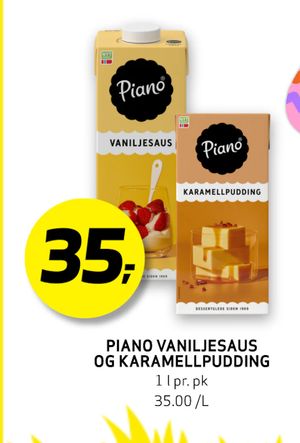 PIANO VANILJESAUS OG KARAMELLPUDDING