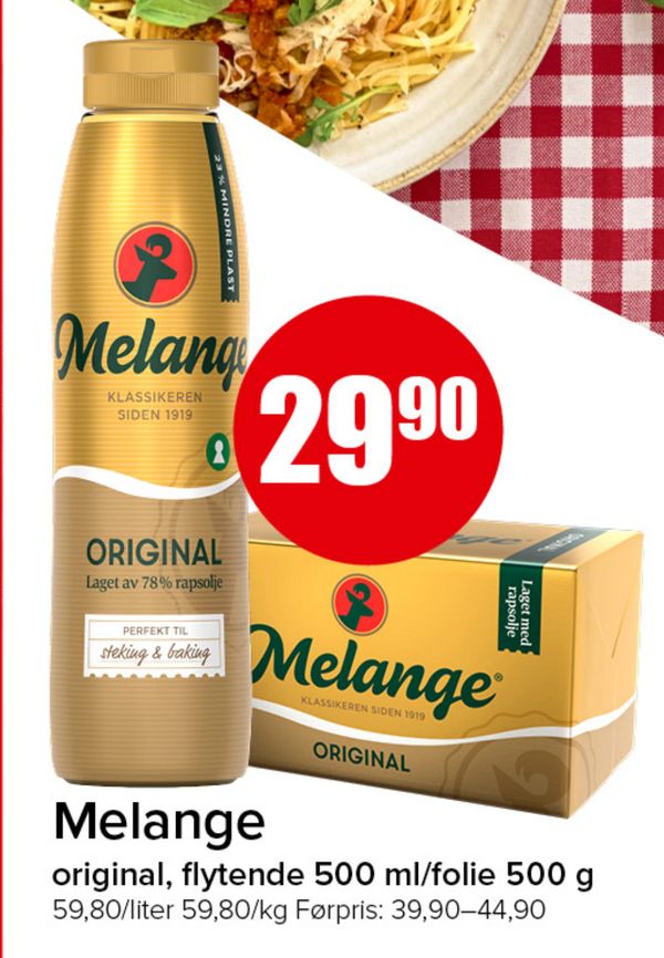 Melange original, flytende 500 ml/folie 500 g
59,80/liter 59,80/kg Førpris: 39,90–44,90