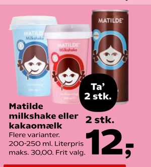 Matilde milkshake eller kakaomælk