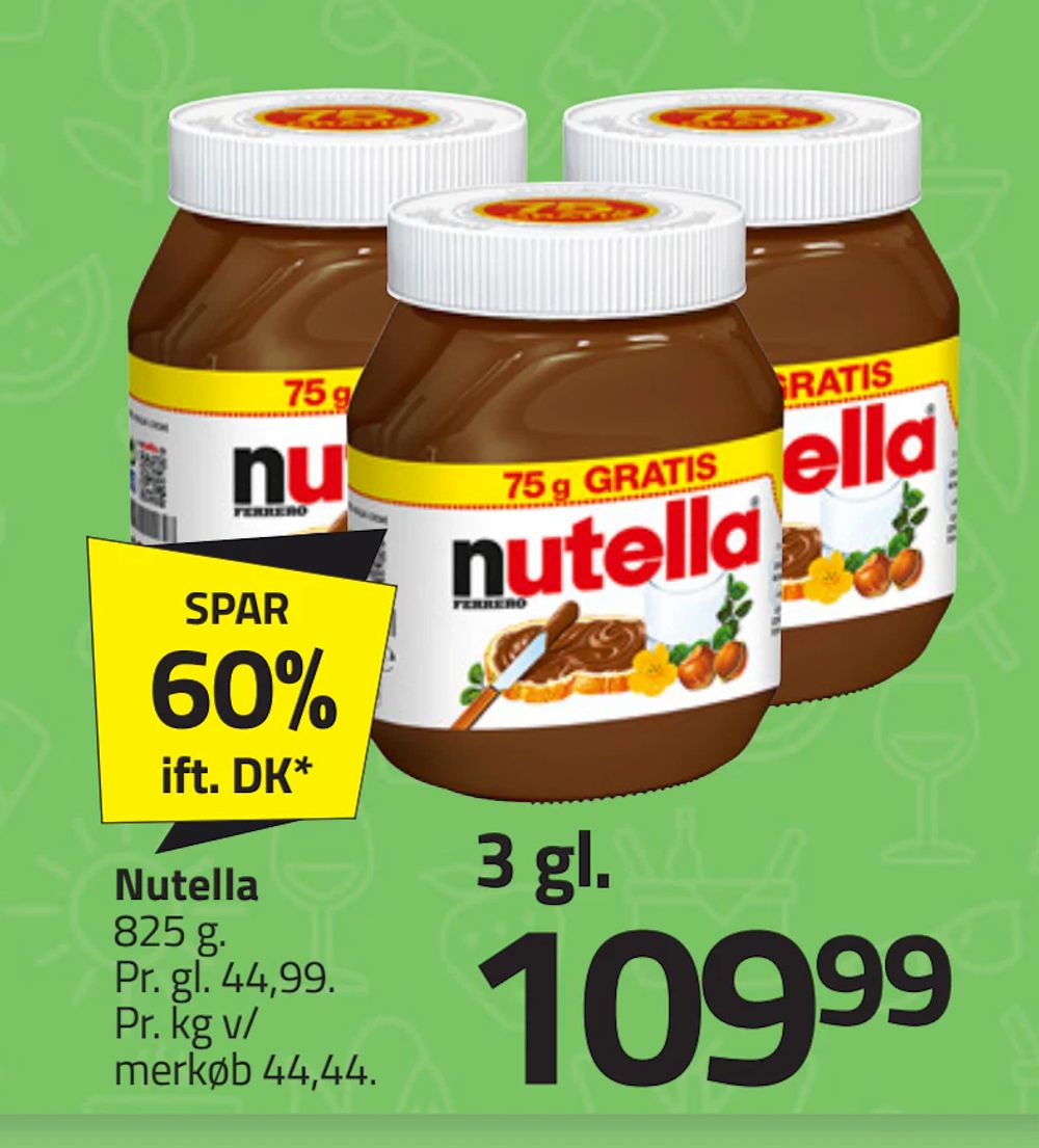 Tilbud på Nutella fra Fleggaard til 109,99 kr.