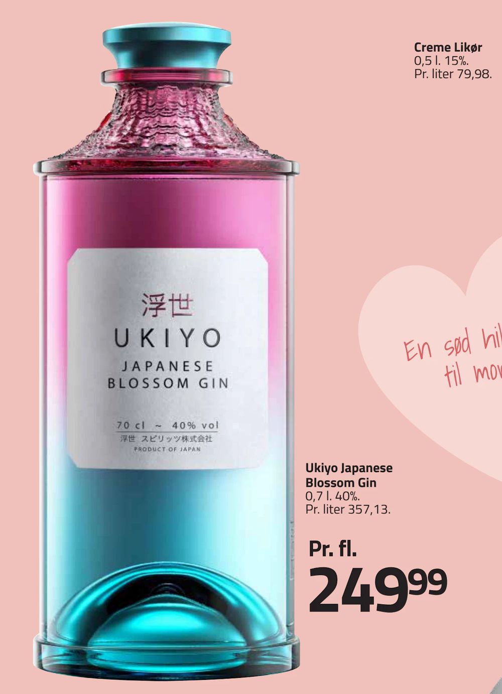 Tilbud på Ukiyo Japanese Blossom Gin fra Fleggaard til 249,99 kr.