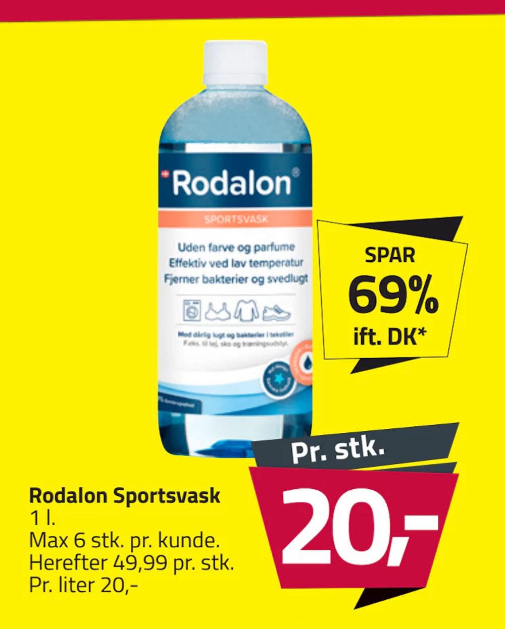 Tilbud på Rodalon Sportsvask fra Fleggaard til 20 kr.