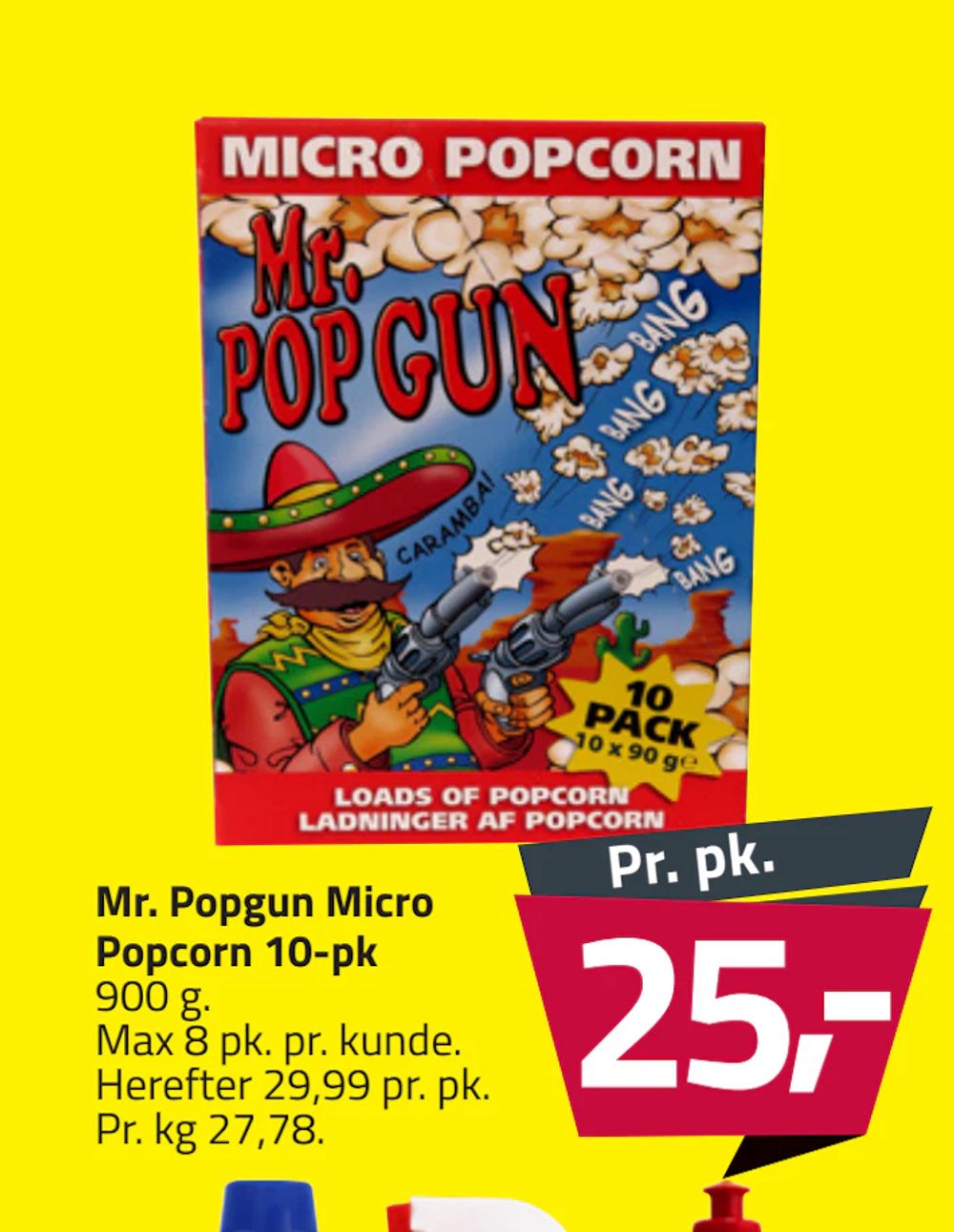 Tilbud på Mr. Popgun Micro Popcorn 10-pk fra Fleggaard til 25 kr.