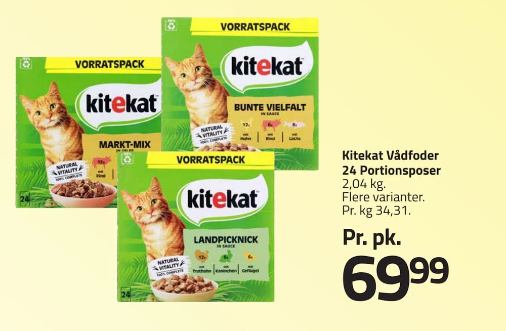 Tilbud på Kitekat Vådfoder 24 Portionsposer fra Fleggaard til 69,99 kr.