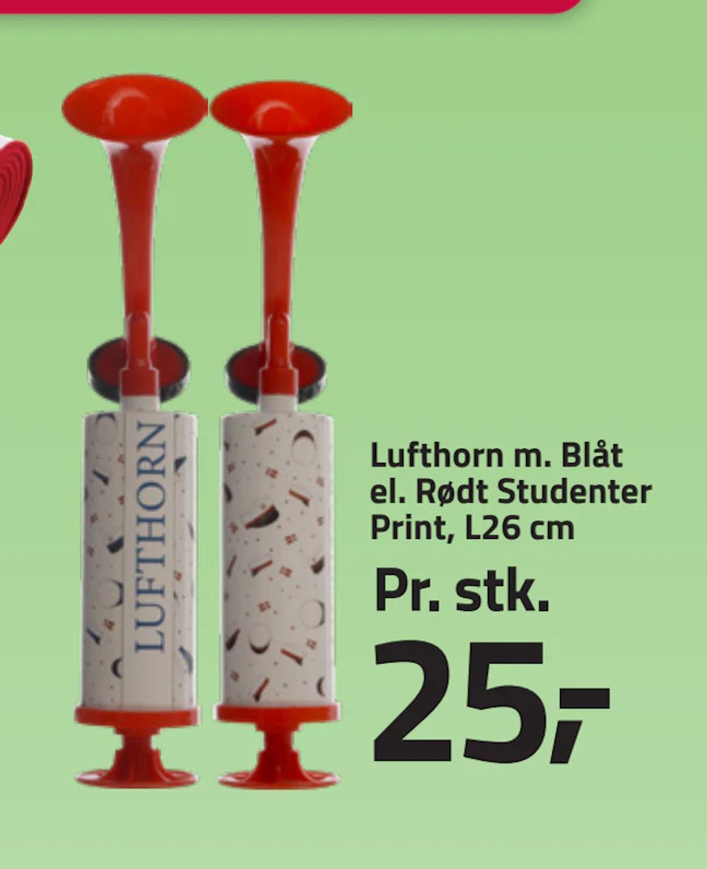 Tilbud på Lufthorn m. Blåt el. Rødt Studenter Print, L26 cm fra Fleggaard til 25 kr.