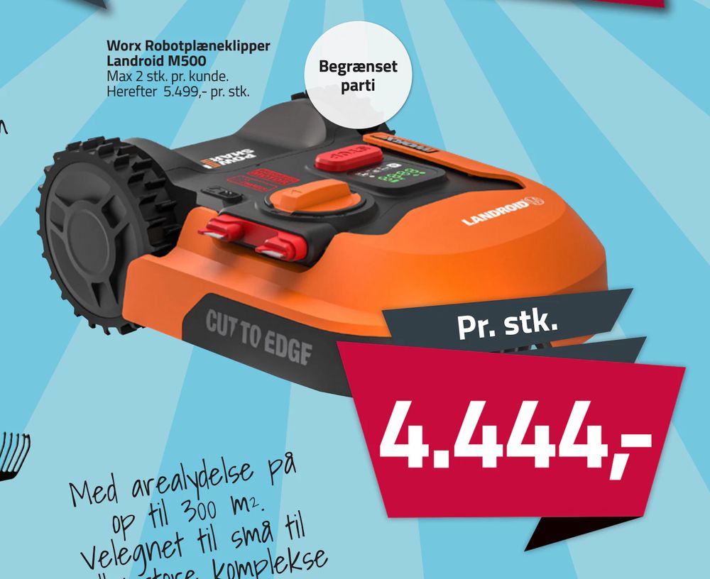 Tilbud på Worx Robotplæneklipper Landroid M500 fra Fleggaard til 4.444 kr.