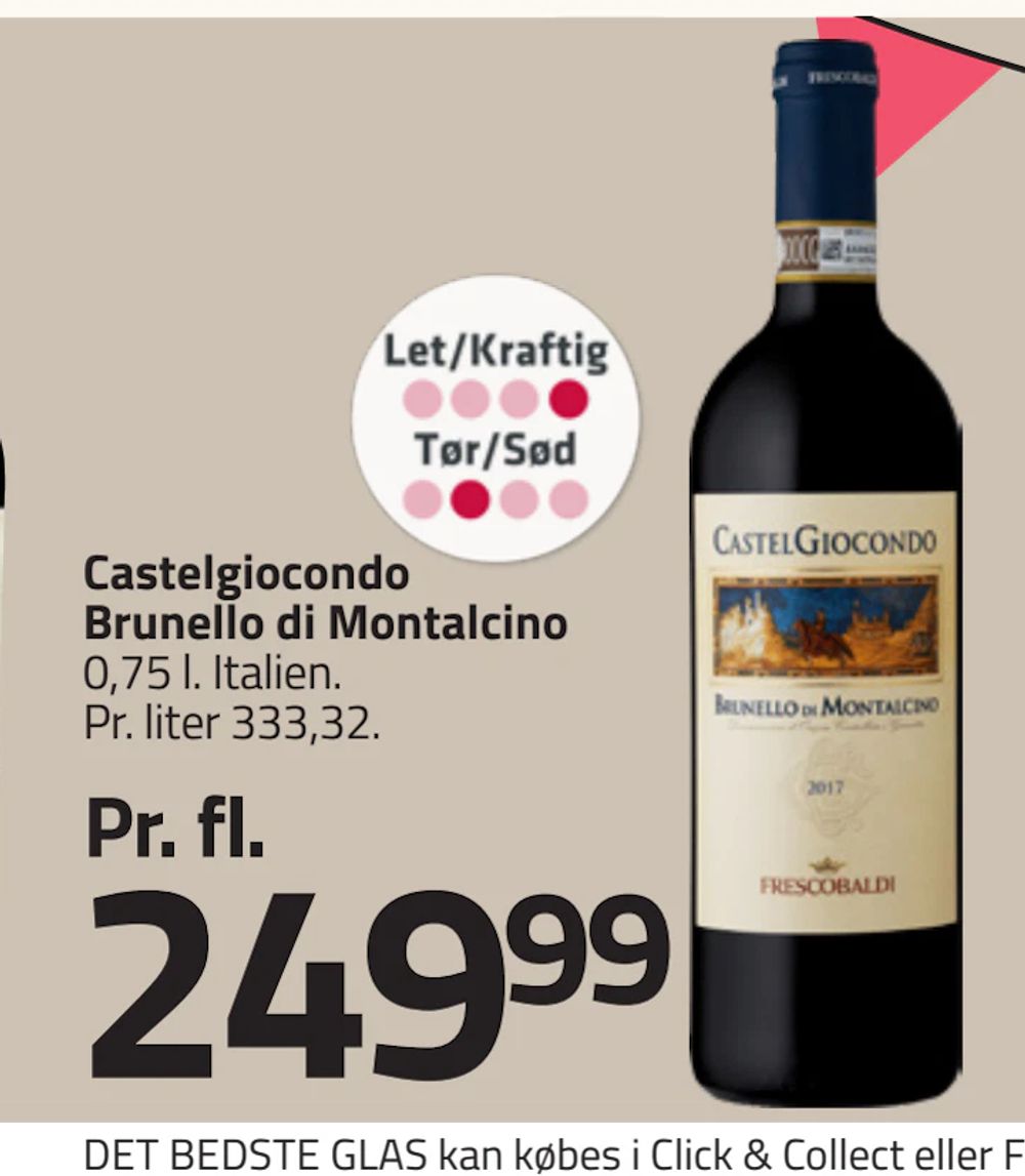 Tilbud på Castelgiocondo Brunello di Montalcino fra Fleggaard til 249,99 kr.