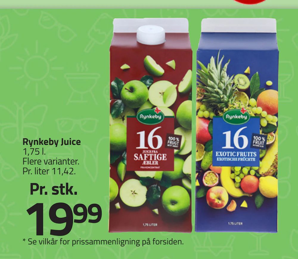 Tilbud på Rynkeby Juice fra Fleggaard til 19,99 kr.