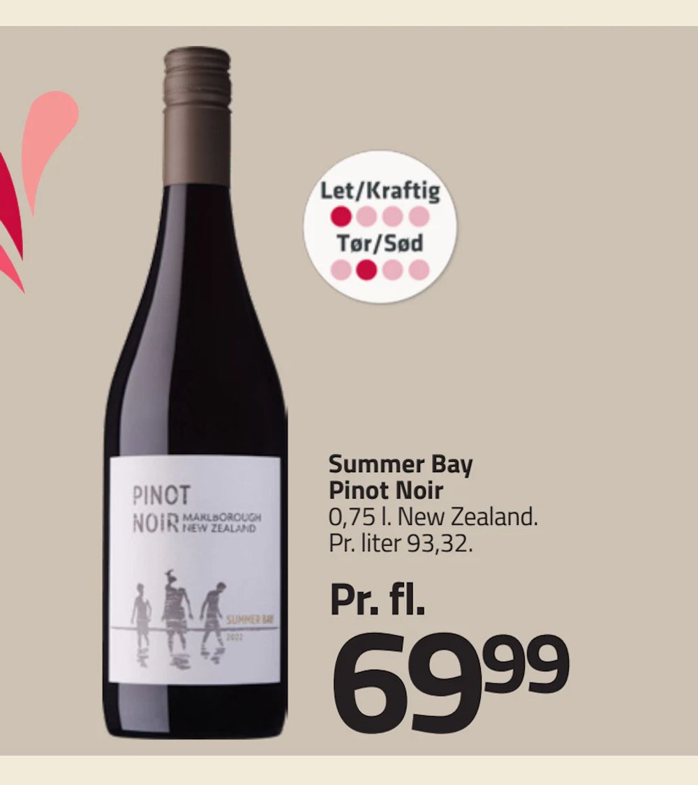 Tilbud på Summer Bay Pinot Noir fra Fleggaard til 69,99 kr.