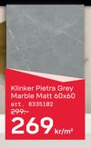 Klinker Pietra Grey Marble Matt 60x60