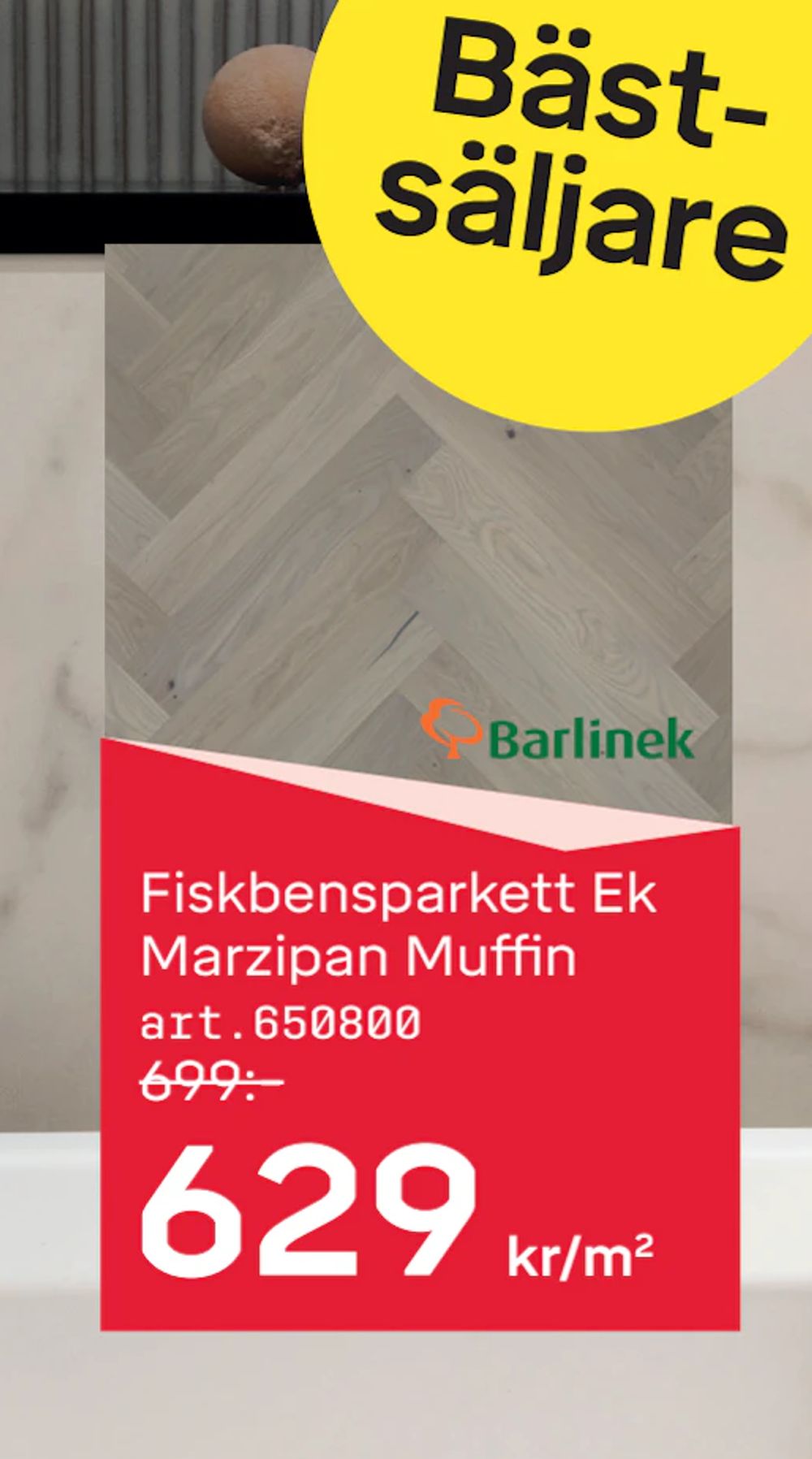 Erbjudanden på Fiskbensparkett Ek Marzipan Muffin från Byggmax STUDIO för 629 kr