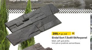 Sirdal Sort 7,5x60 Skiferpanel