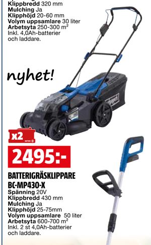 BATTERIGRÄSKLIPPARE BC-MP430-X