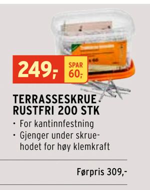 TERRASSESKRUE RUSTFRI 200 STK