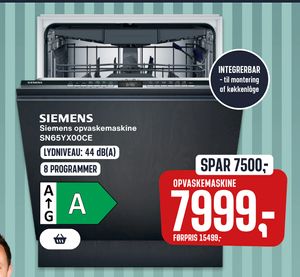 Siemens opvaskemaskine SN65YX00CE