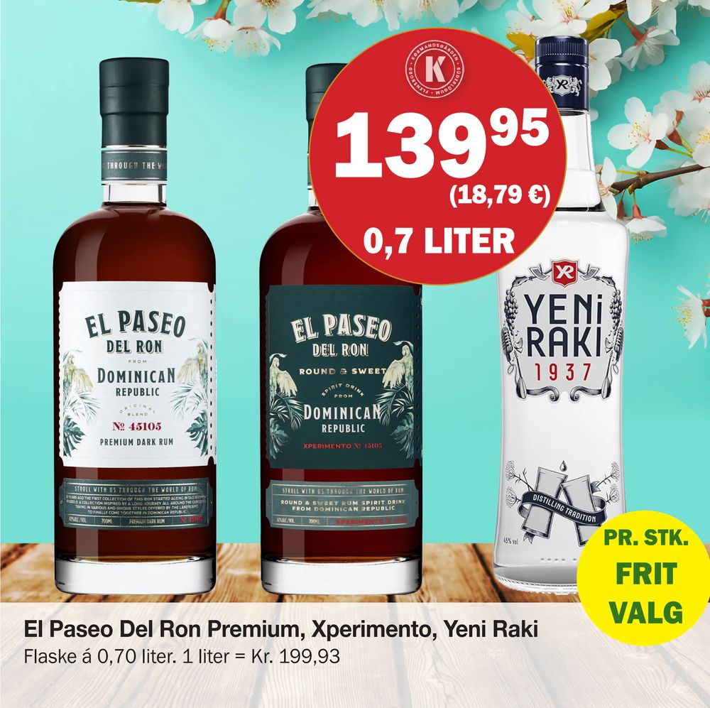 Tilbud på El Paseo Del Ron Premium, Xperimento, Yeni Raki fra Købmandsgården til 139,95 kr.