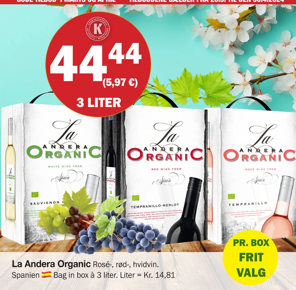 Tilbud på La Andera Organic fra Købmandsgården til 44,44 kr.
