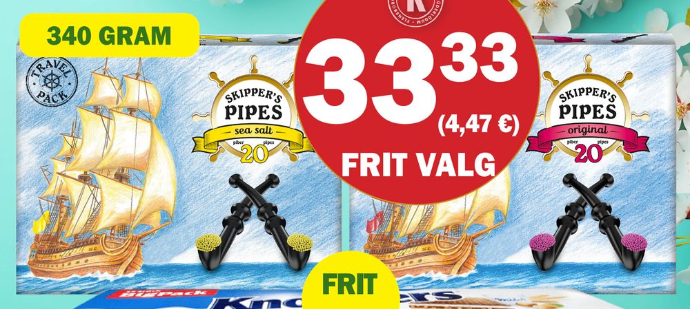 Tilbud på Malaco Skippers Pipes fra Købmandsgården til 33,33 kr.