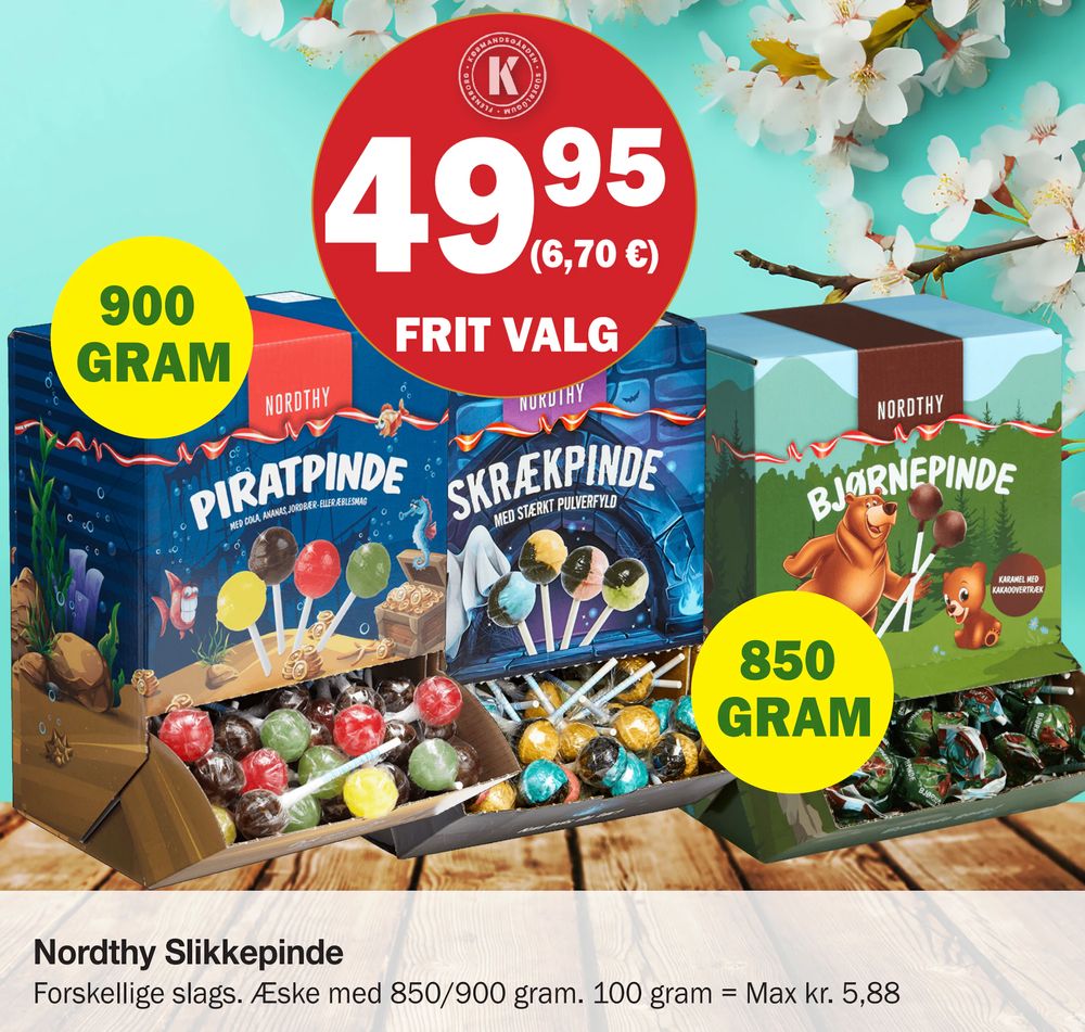 Tilbud på Nordthy Slikkepinde fra Købmandsgården til 49,95 kr.