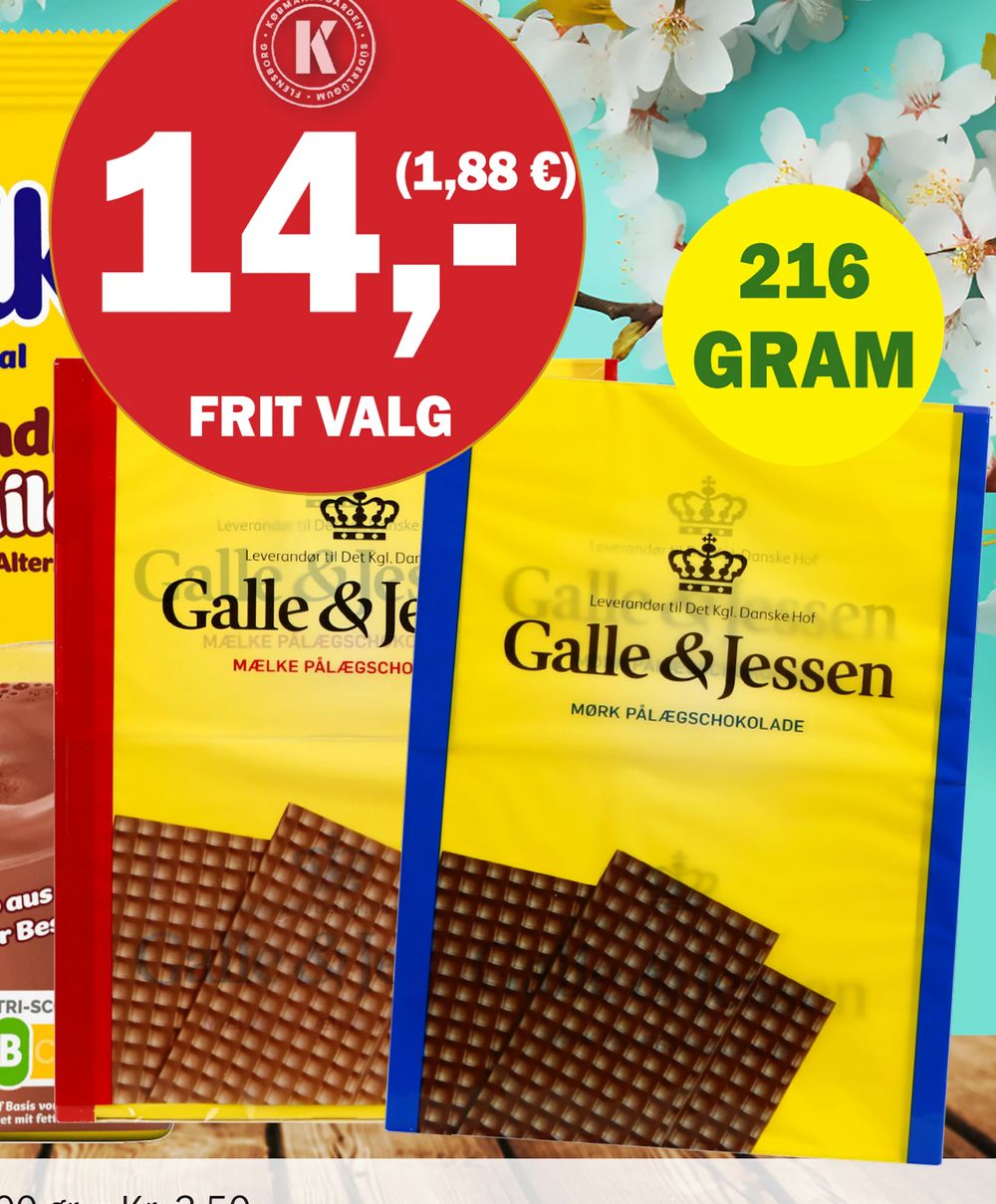 Tilbud på Galle & Jessen pålægchokolade fra Købmandsgården til 14 kr.