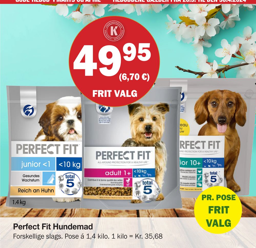 Tilbud på Perfect Fit Hundemad fra Købmandsgården til 49,95 kr.