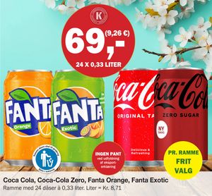 Coca Cola, Coca-Cola Zero, Fanta Orange, Fanta Exotic