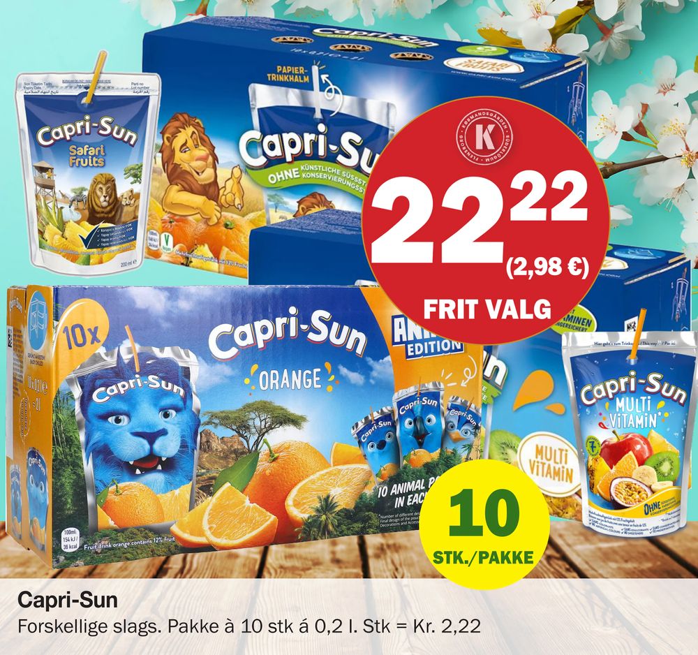 Tilbud på Capri-Sun fra Købmandsgården til 22,22 kr.