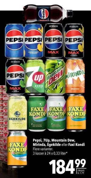 Pepsi, 7Up, Mountain Dew, Mirinda, Egekilde eller Faxi Kondi