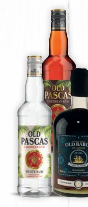 Old Pascas Barbados Rum, White Light & Mild eller Dark Rum,