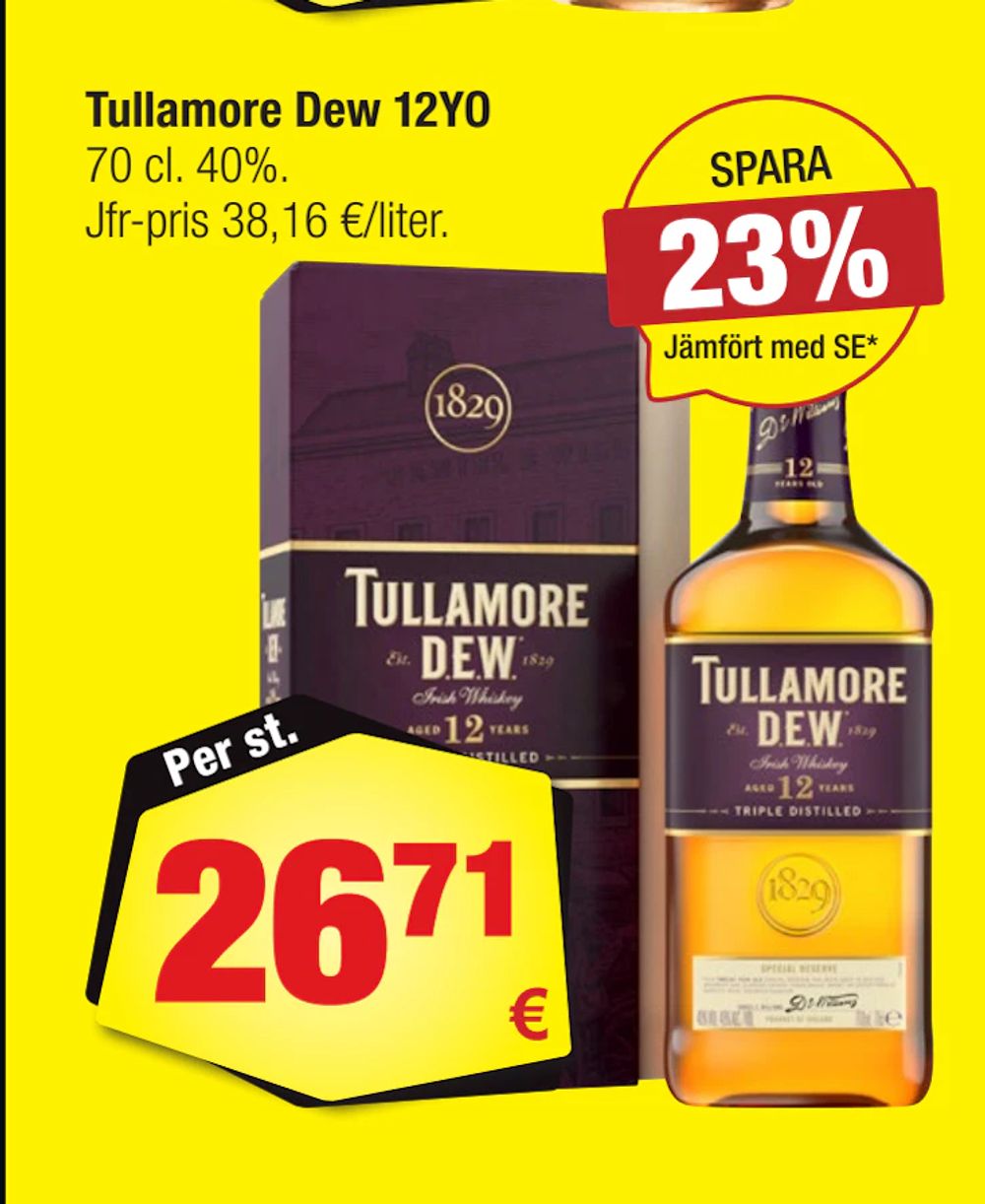 Erbjudanden på Tullamore Dew 12YO från Calle för 26,71 €