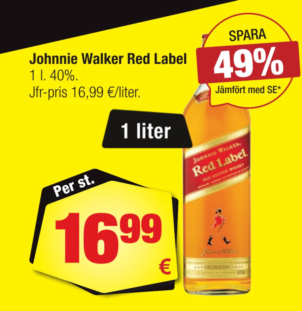 Erbjudanden på Johnnie Walker Red Label från Calle för 16,99 €