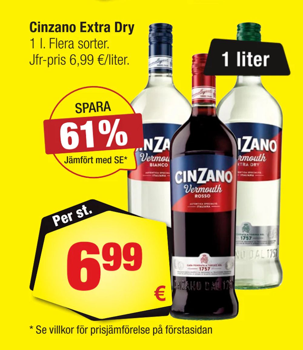 Erbjudanden på Cinzano Extra Dry från Calle för 6,99 €
