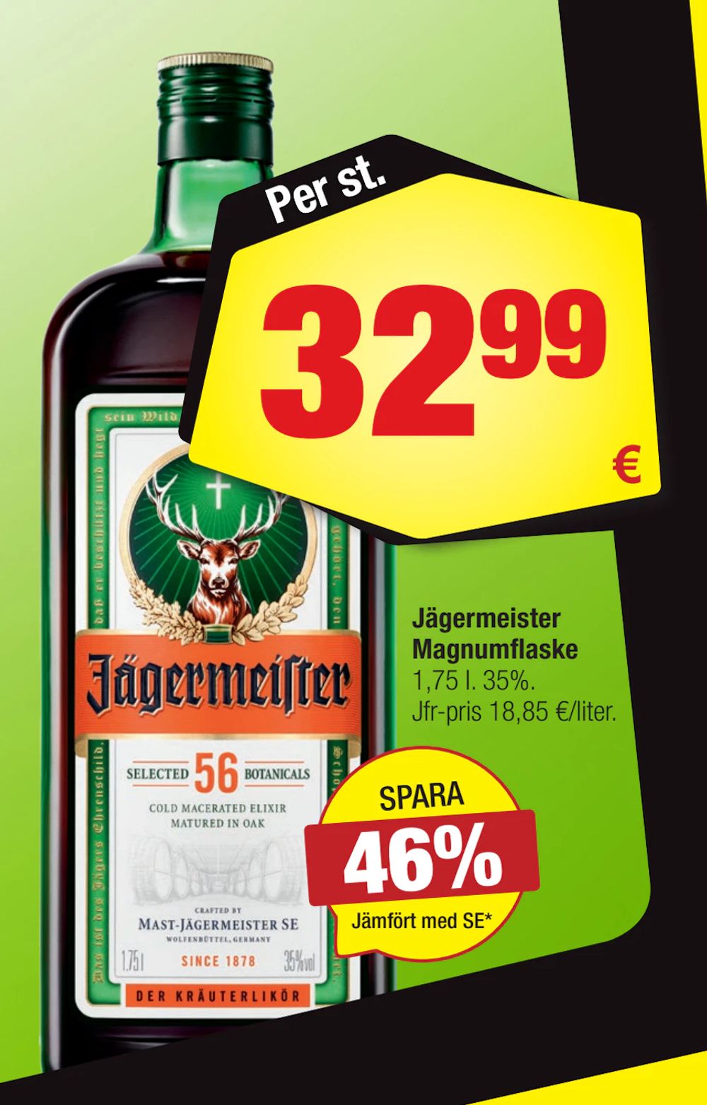 Erbjudanden på Jägermeister Magnumflaske från Calle för 32,99 €