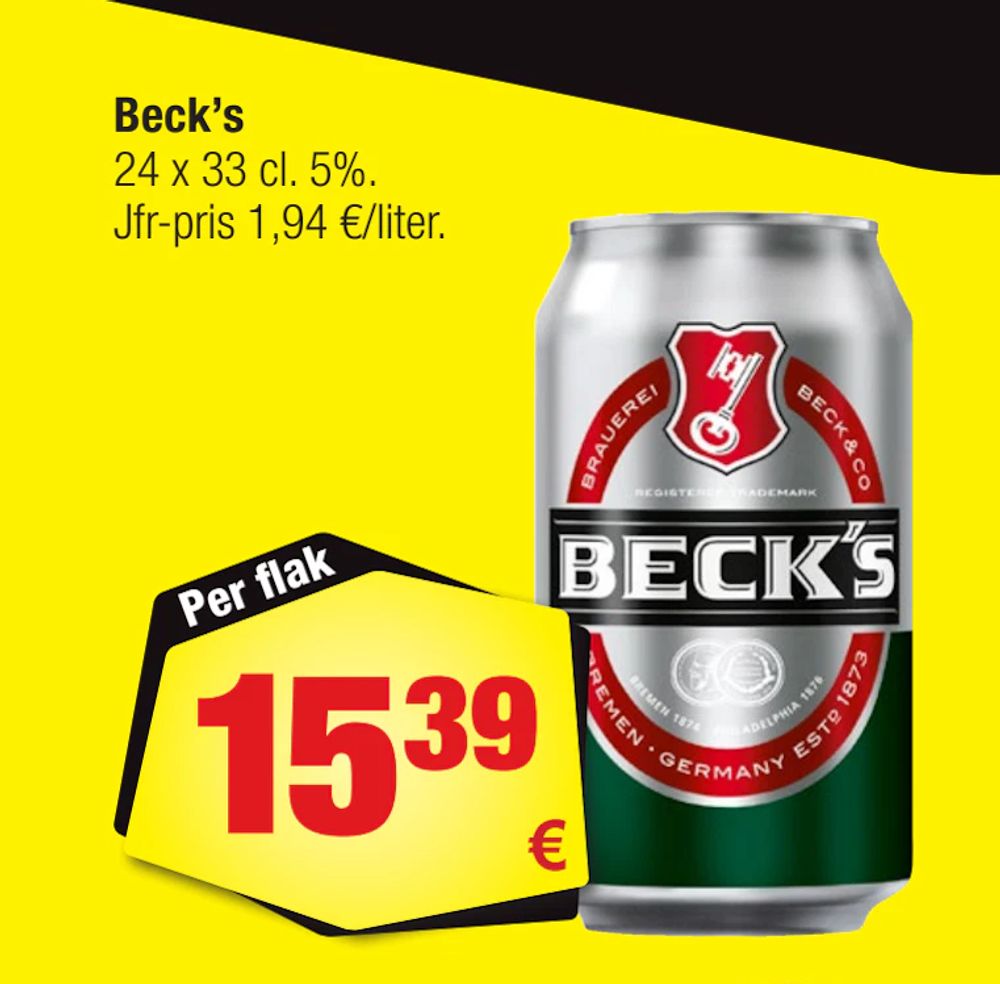 Erbjudanden på Beck’s från Calle för 15,39 €