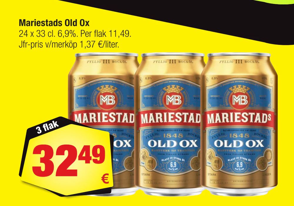 Erbjudanden på Mariestads Old Ox från Calle för 32,49 €