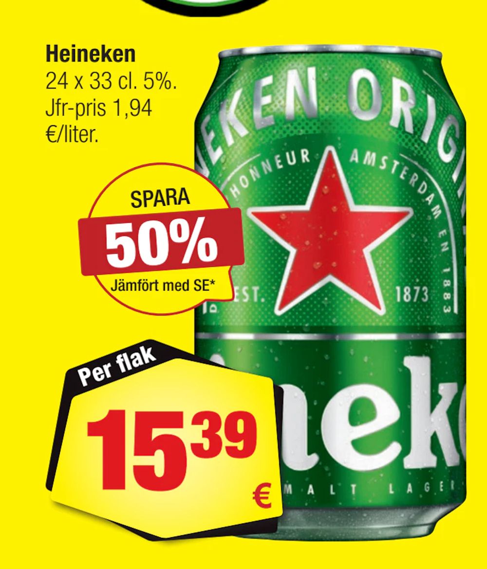 Erbjudanden på Heineken från Calle för 15,39 €