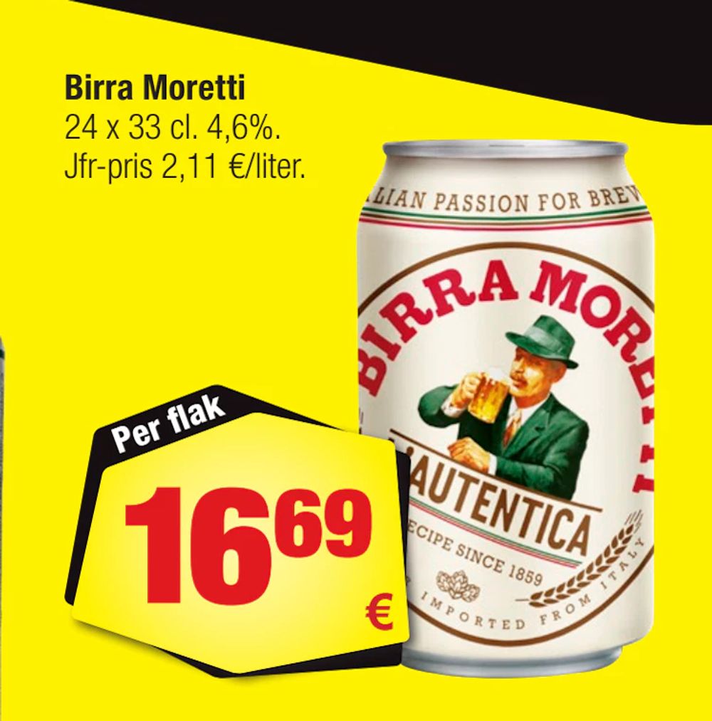 Erbjudanden på Birra Moretti från Calle för 16,69 €